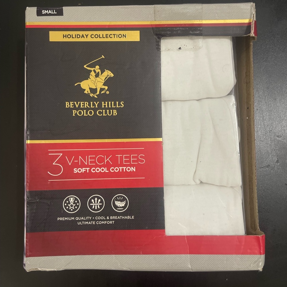 Beverly Hills Polo Club White V-Neck Tees - 3 Pack
